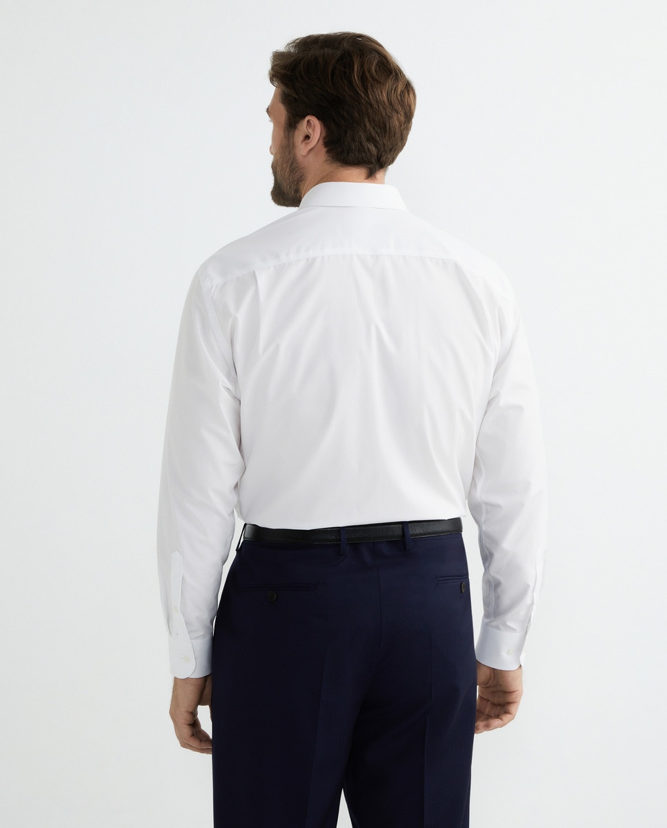 Camisa Formal Lisa em Popelina Non Iron com Punho Simples Branco-3