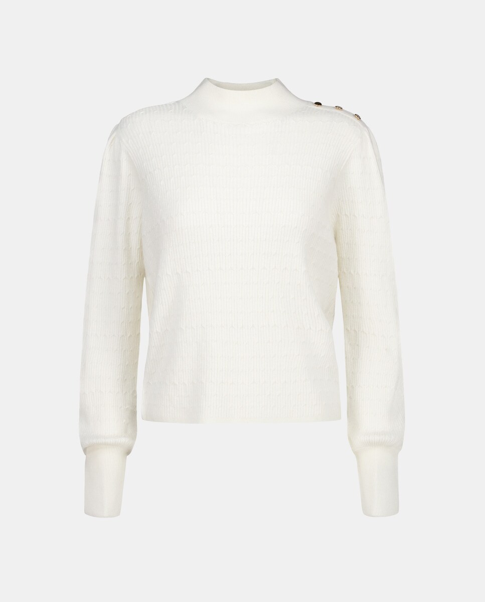 Camisola de Malha com Manga Comprida com Botões 120 Cru-4