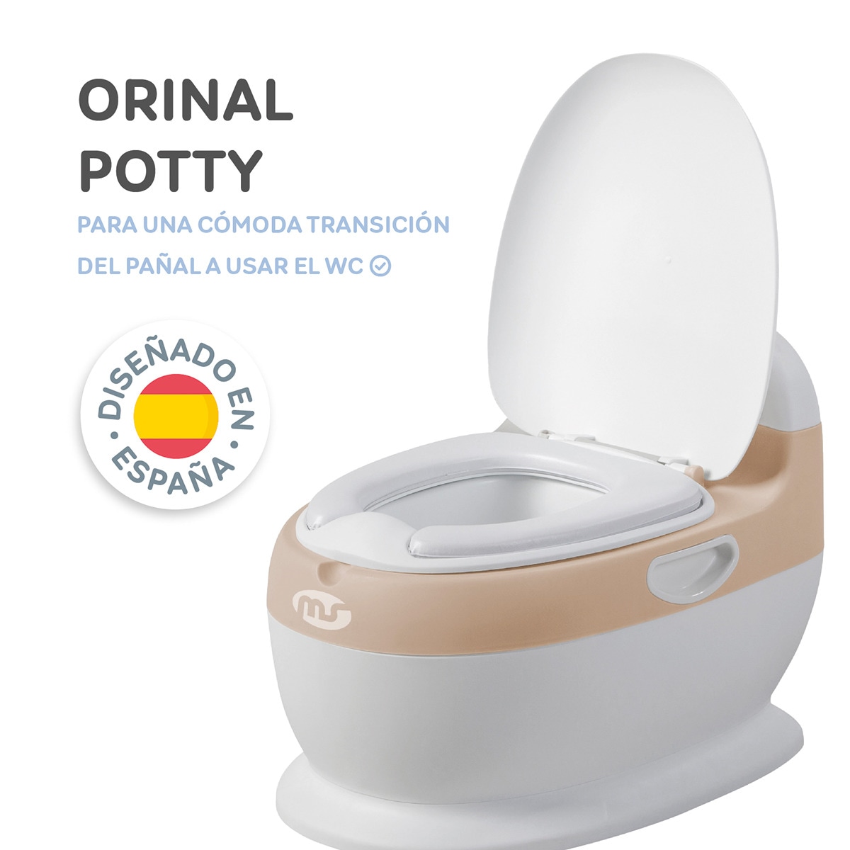 Orinal Baby Potty, 2-3 años, Con Sonido y asiento acolchado Beige-7