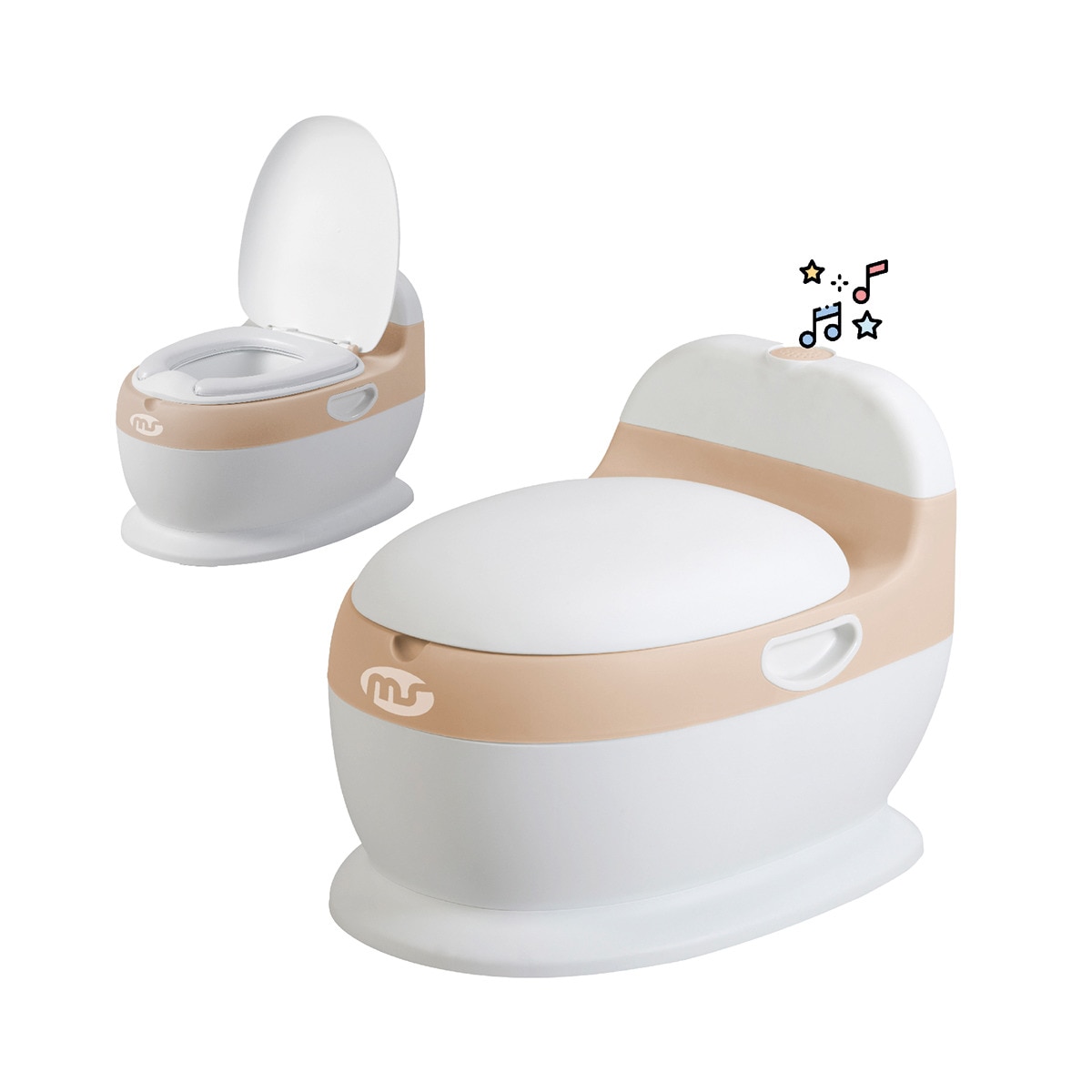 Orinal Baby Potty, 2-3 años, Con Sonido y asiento acolchado Beige-5