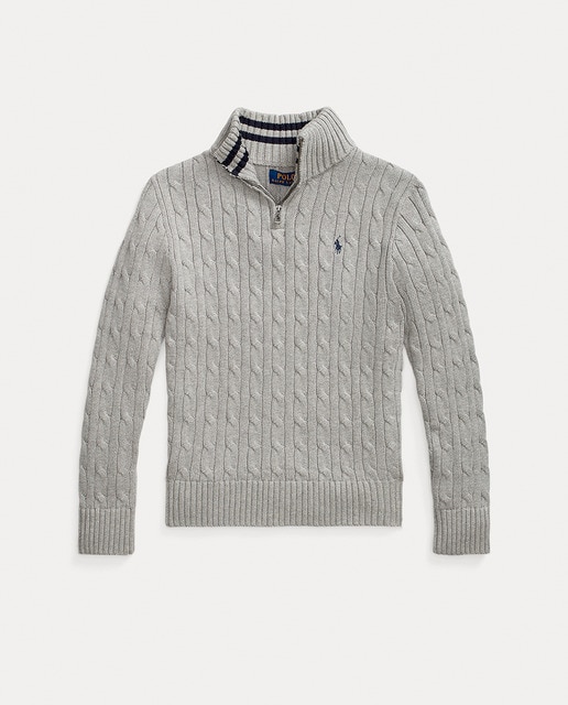 Imagen 0 de Jersey de niño en punto de ochos de algodón en gris