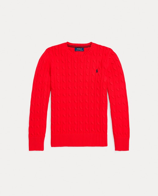 Imagen 0 de Jersey de niño en punto de ochos de algodón en rojo