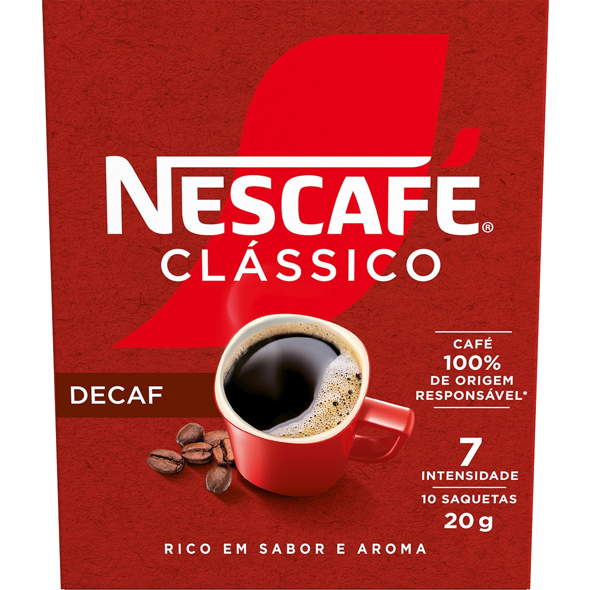 Café Solúvel Descafeinado 10 Saquetas embalagem 20 g