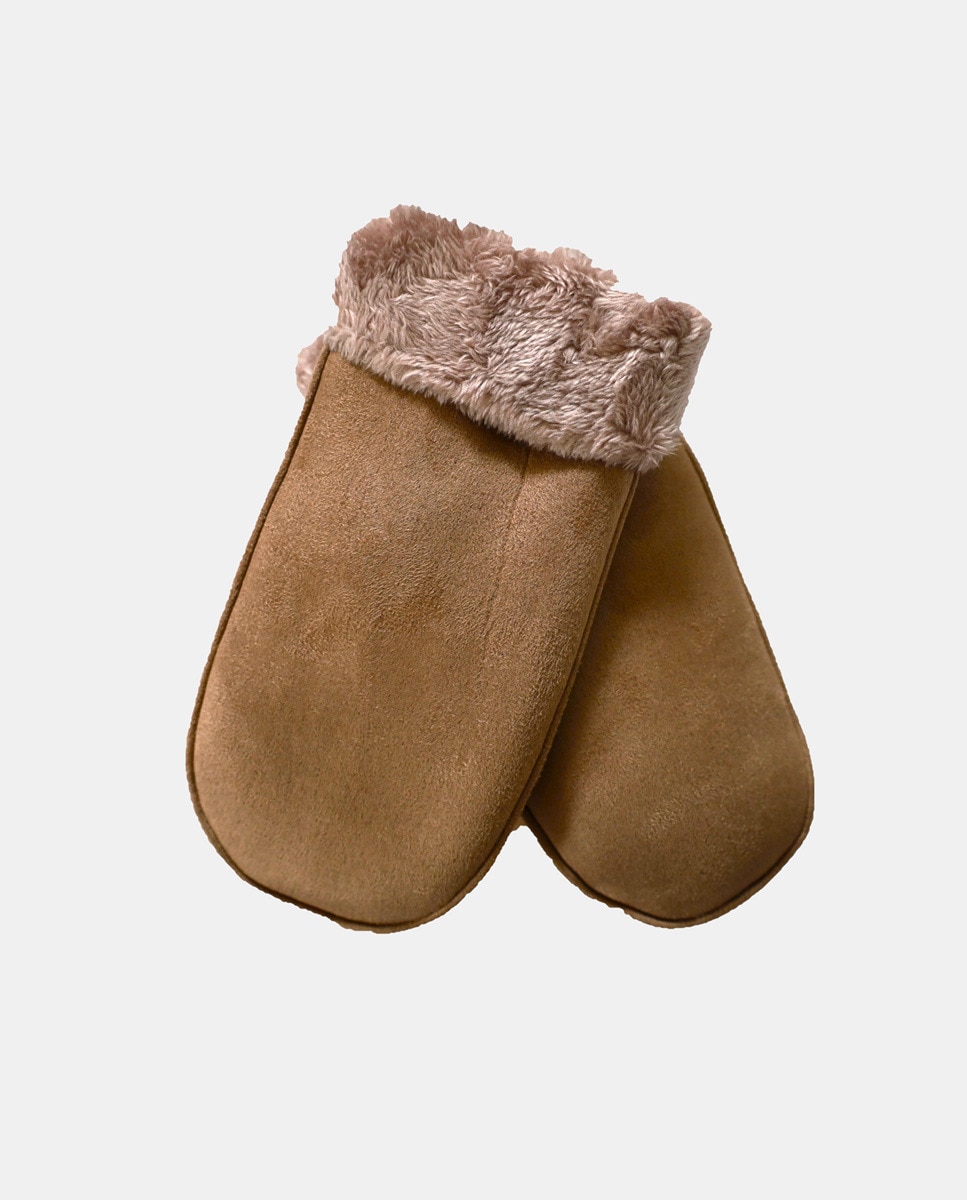 Luvas com Pelo Sintético nos Punhos - Castanho-Claro Castanho-claro-3