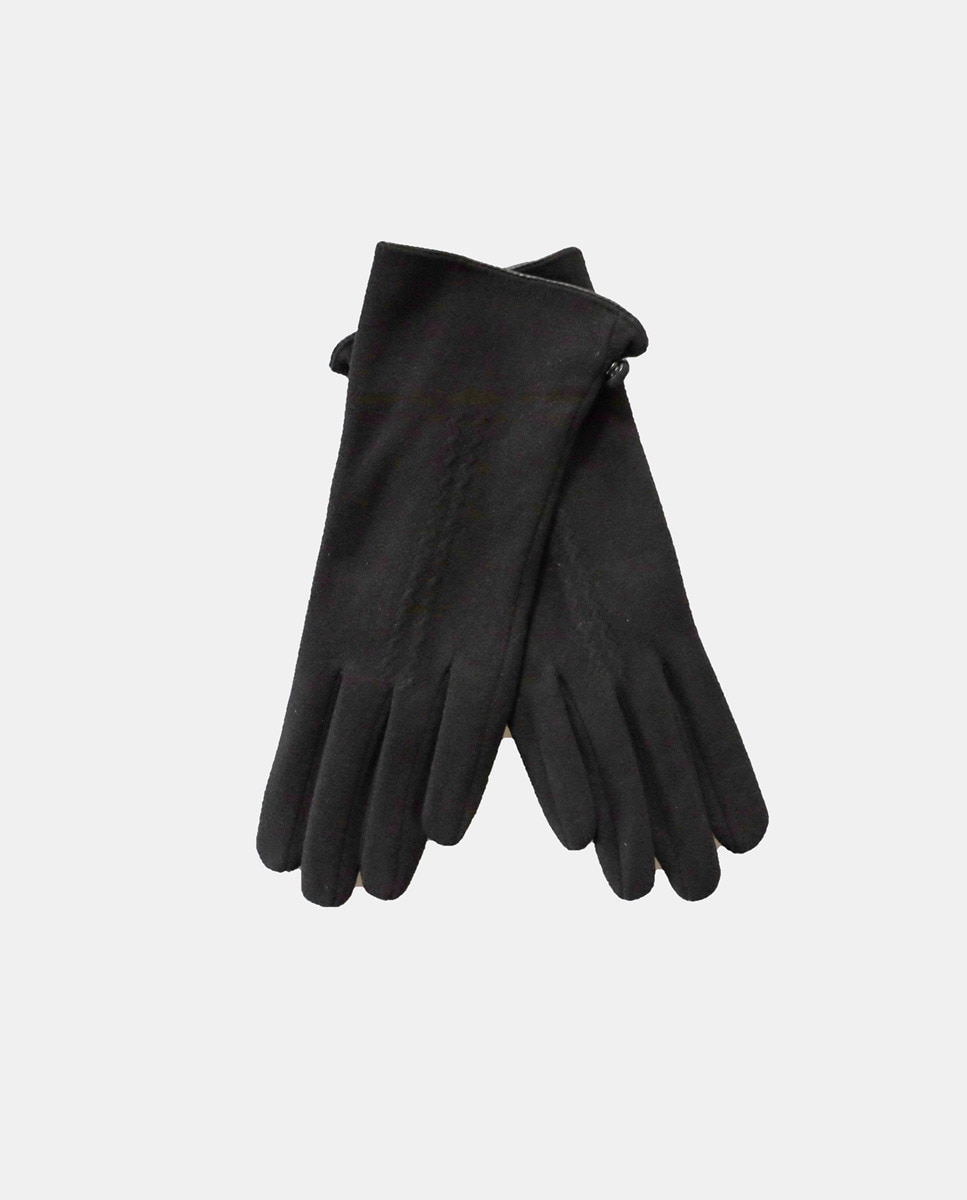 Luvas com Tira Decorativa e em Tecido - Preto Preto-1