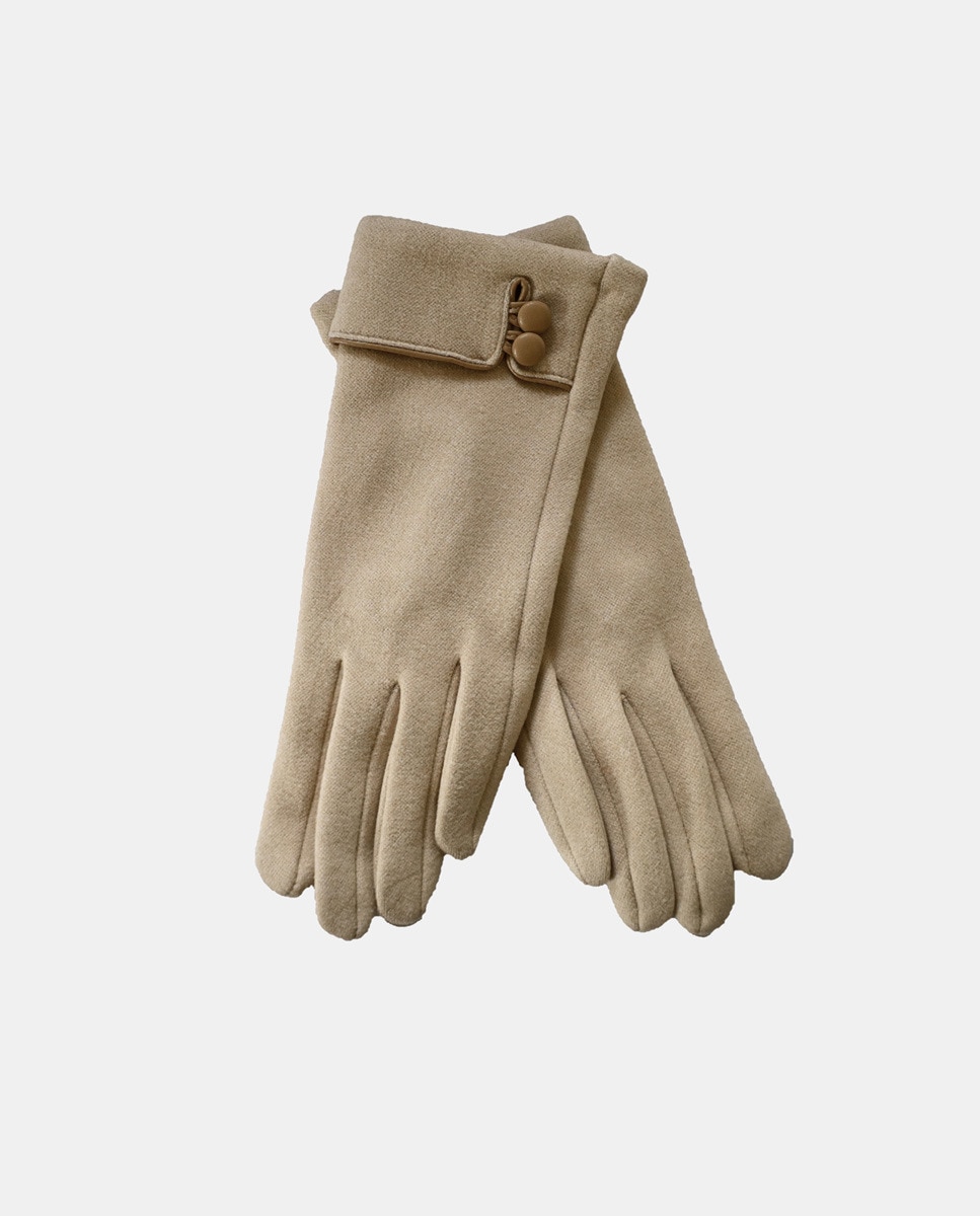 Luvas Feitas de Material de Jersey. Bege-2