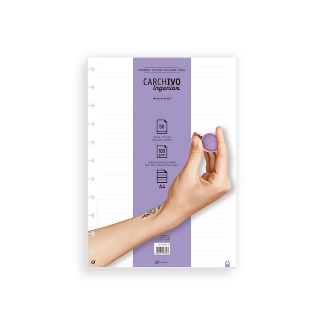 Imagem 0 de Recarga para caderno Ingeniox A4 50 folhas pautadas