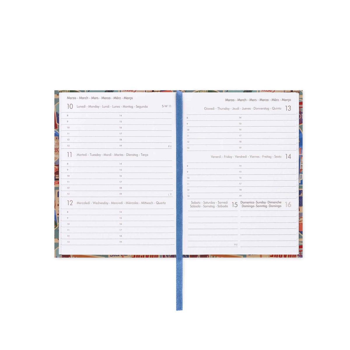 Mini Agenda 2025 12 meses vista semanal Legami Travel Stickers multilingue 3