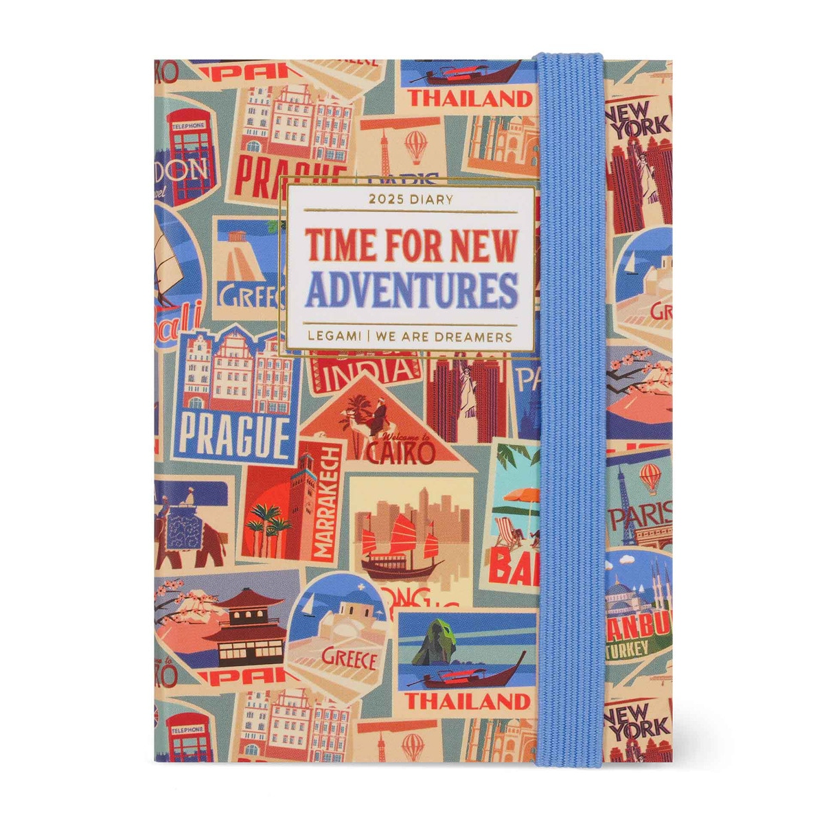 Mini Agenda 2025 12 meses vista semanal Legami Travel Stickers multilingue 1
