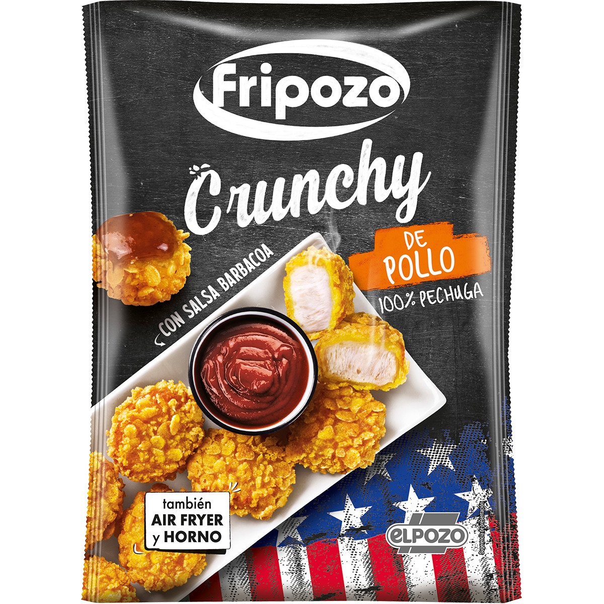 crunchy american style 100% pechuga de pollo con salsa barbacoa envase 300 g