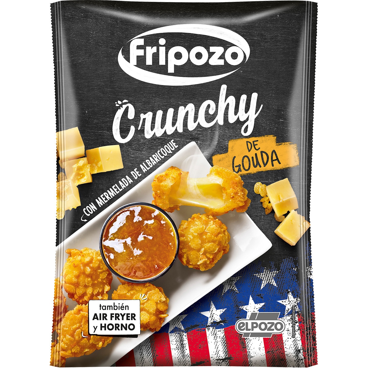 crunchy american style de queso gouda con mermelada de albaricoque envase 300 g