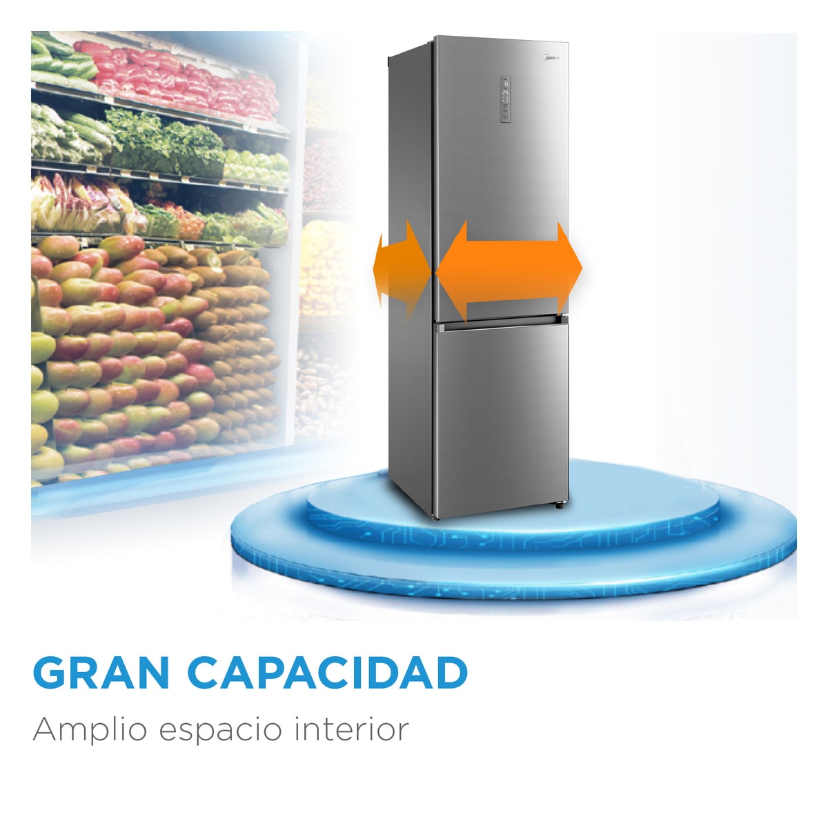 Frigorífico Combinado Midea MDRB521MGA46O Total No Frost e de 201 cm - Inox Inox-10