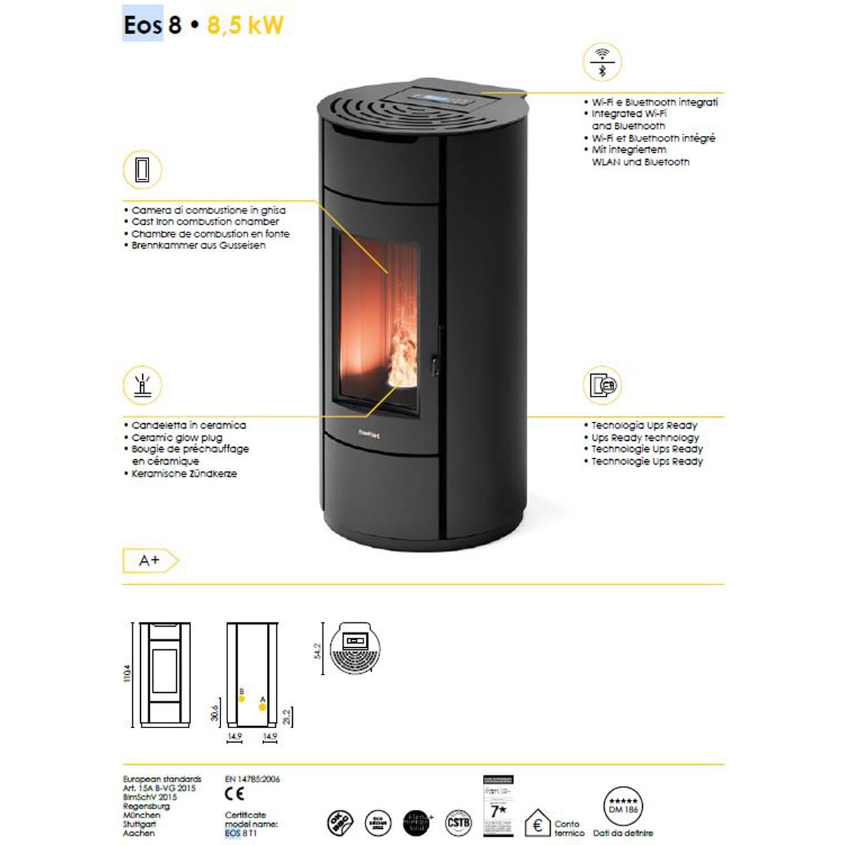 Estufa Pellets Eos 8,5 kW Negro-7