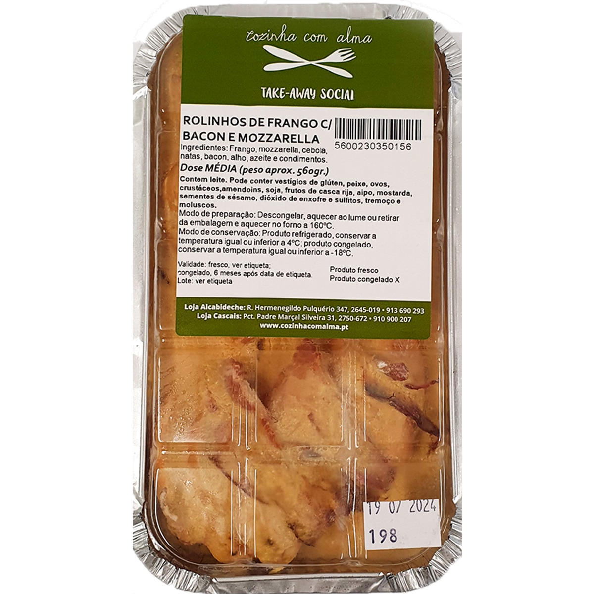 Rolinhos de Frango com Bacon e Mozzarella 1 Dose 2 Pessoas embalagem 560 g
