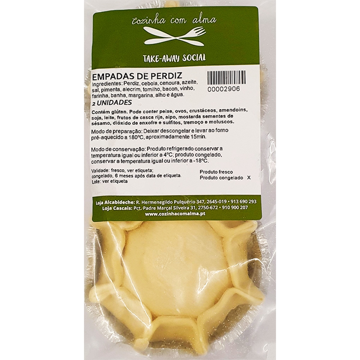 Empadas de Perdiz 1 Dose 2 Pessoas embalagem 400 g