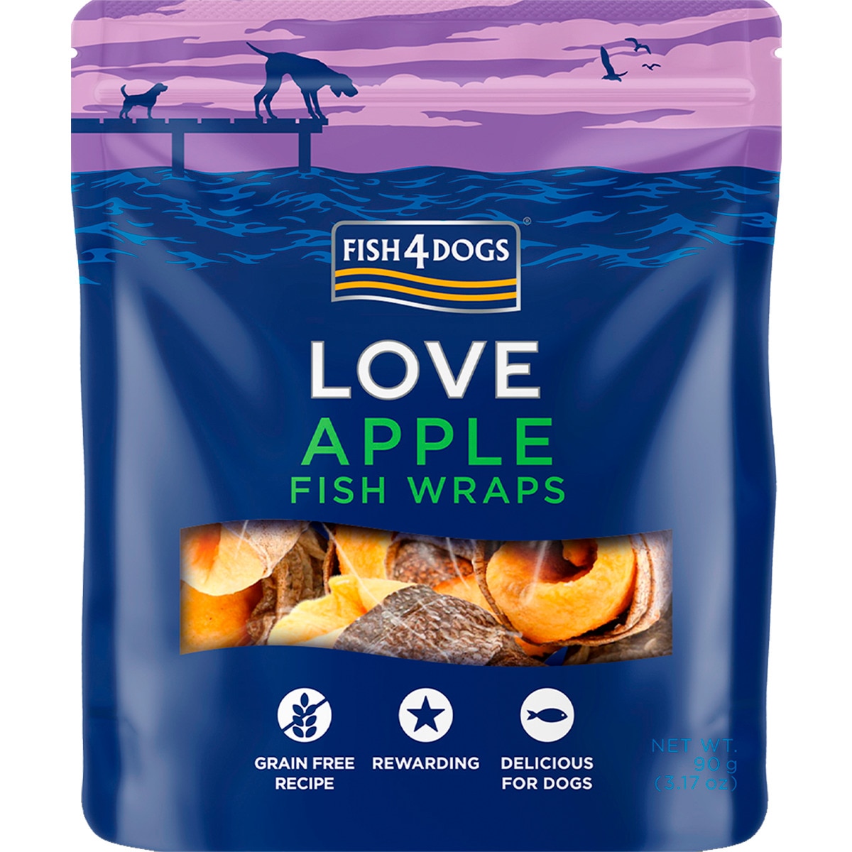 Snacks Amo Wraps de Peixe de Maçã embalagem 90 g