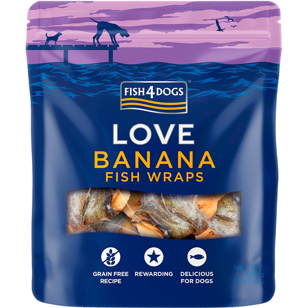 Snacks Amo Wraps de Peixe de Banana embalagem 100 g