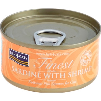 Alimento Húmido para Gato sabor Sardinha e Camarão lata 70 g - Fish4cats
