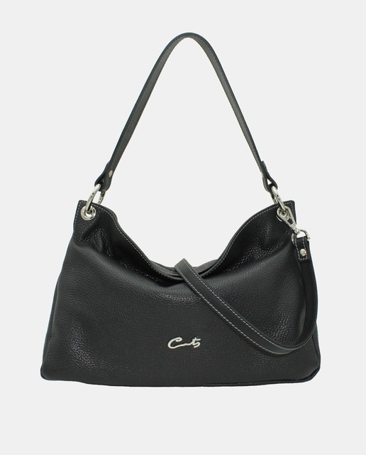 Imagem 0 de Mala Hobo em Pele com Fecho de Correr e Alça de Tiracolo