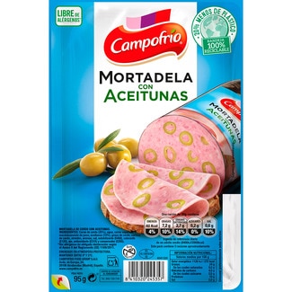 mortadela con aceitunas en lonchas especial bocadillo sin gluten envase 95 g - Campofrio