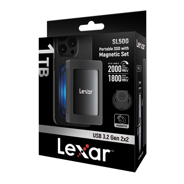Imagen 0 de Disco externo SSD portátil Lexar SL500 con set magnético, 1TB, USB 3.2 Gen2x2