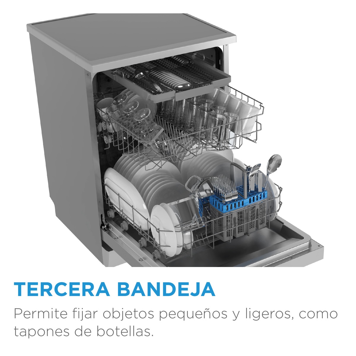 Lavavajillas Midea 14 servicios, Media bandeja para cubiertos, 60 cm - MDWPF1433CW-W-EU Blanco-11