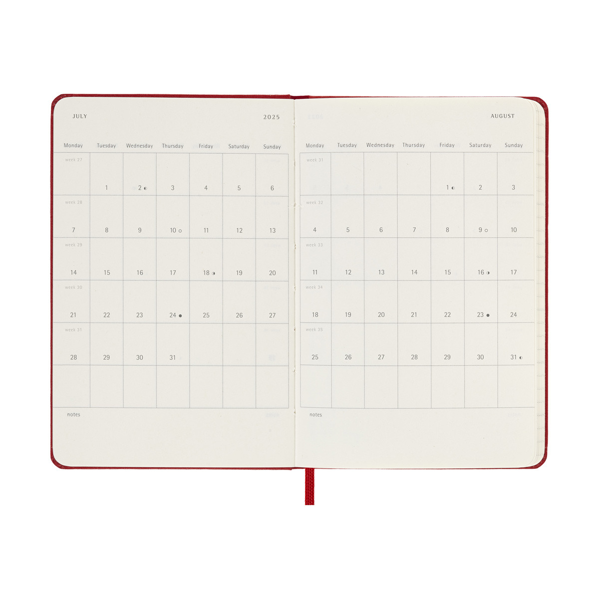 Agenda pocket 2025 semana vista tapa dura Moleskine rojo en inglés Rojo-5