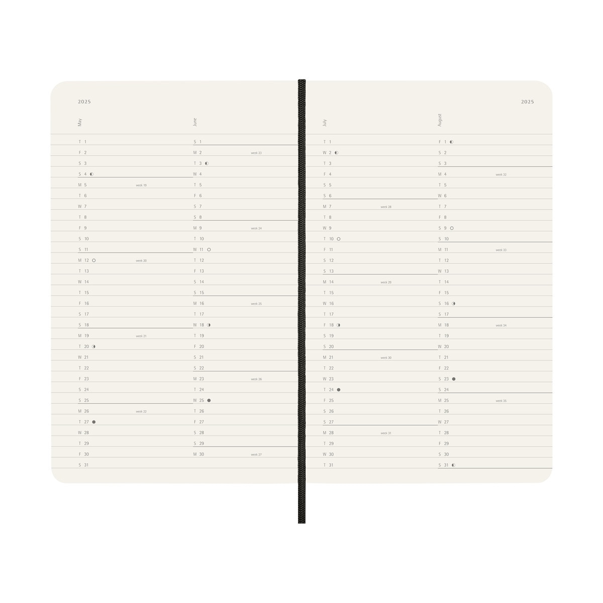 Agenda large 2025 mes vista tapa blanda Moleskine negro en inglés Negro-4