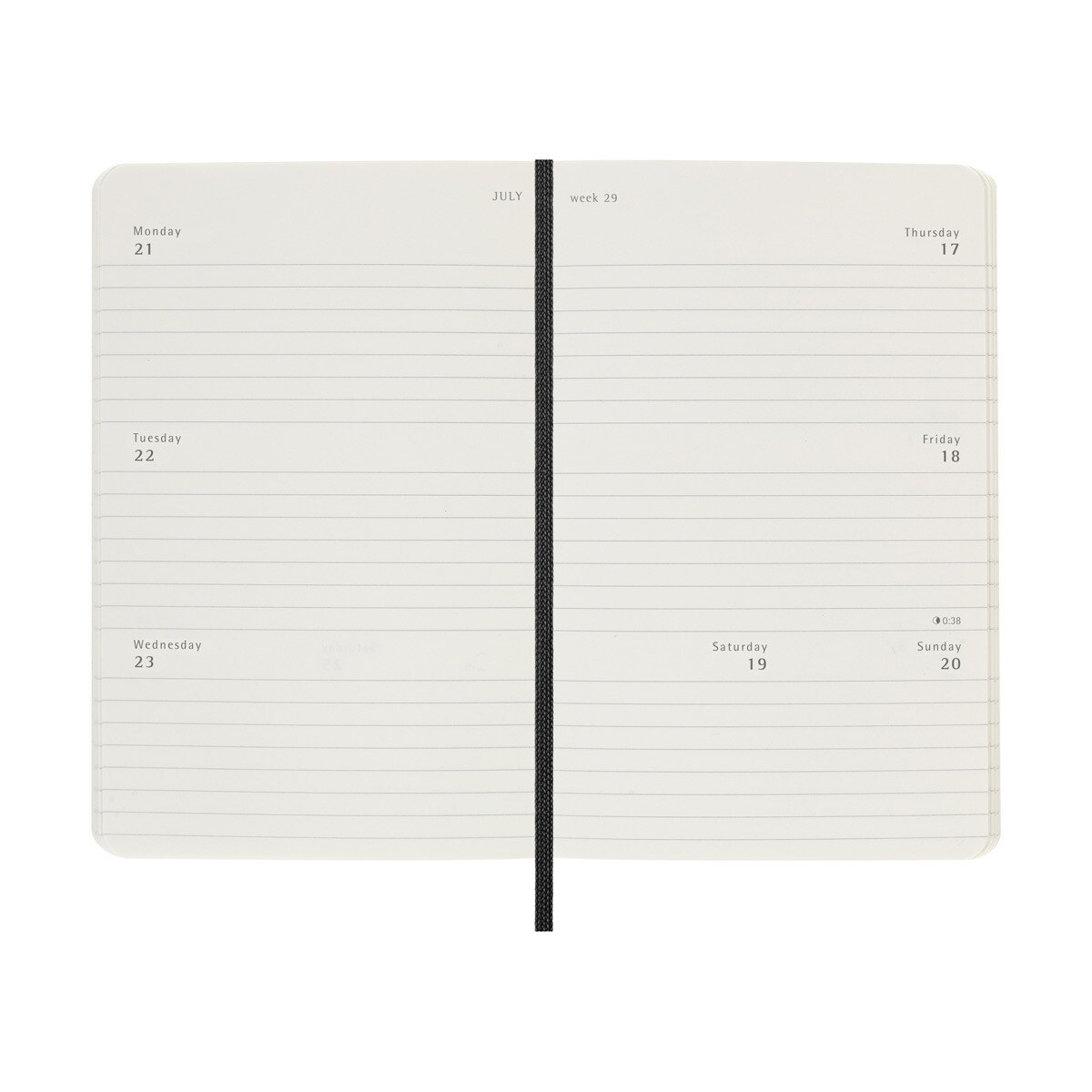 Agenda pocket 2025 semana vista horizontal tapa blanda Moleskine negro en inglés Negro-4