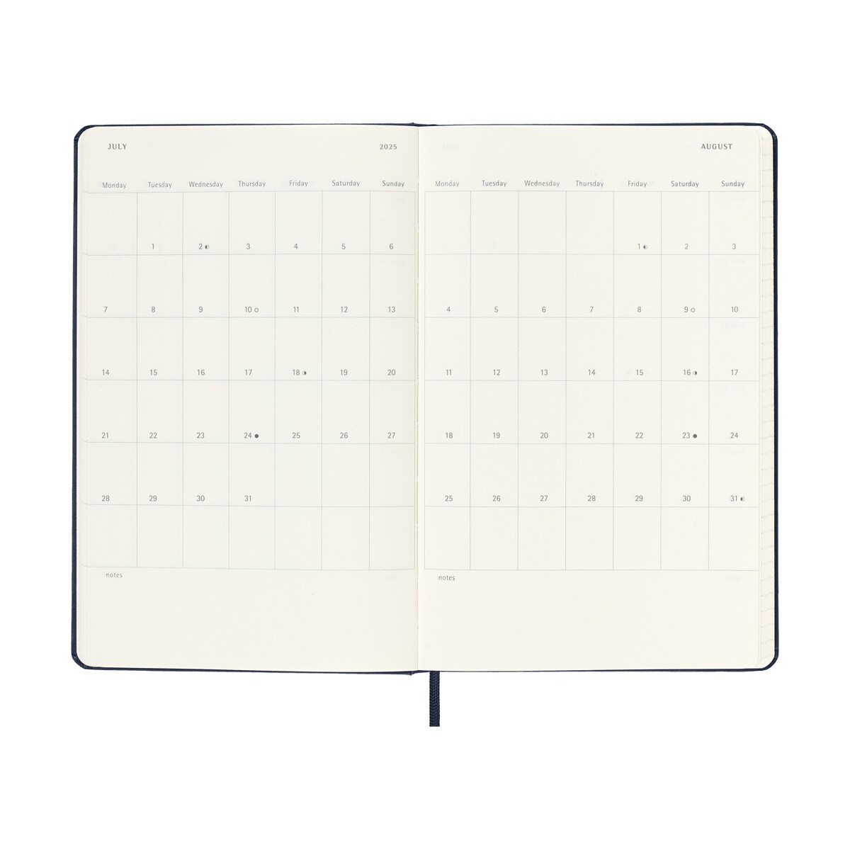 Agenda large 2025 día página tapa dura Moleskine negro en inglés Negro-5