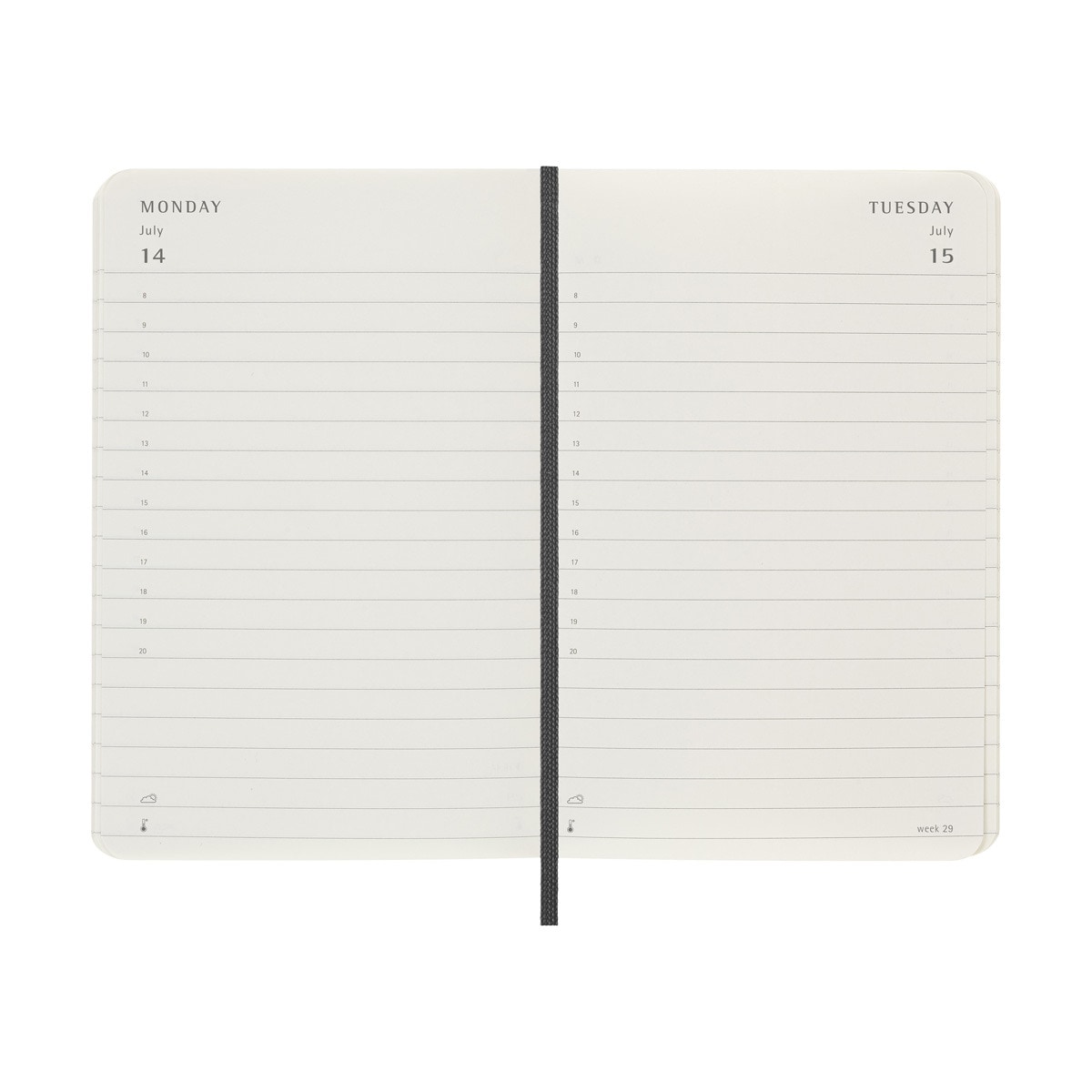 Agenda de bolso página dia 2025 capa mole Moleskine preta em inglês Preto-4