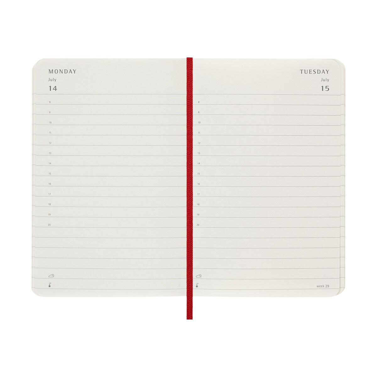Agenda de bolso página do dia 2025 capa mole Moleskine vermelho em inglês Vermelho-4
