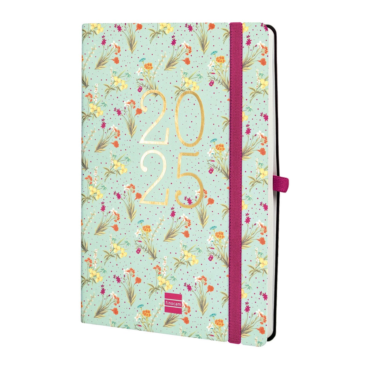 Agenda encuadernada año 2025 Capri FA5-148x210 mm semana vista vertical Happy Finocam multicolor internacional multilingüe Multicolor-1