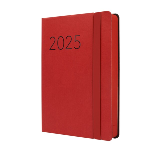 Imagen 0 de Agenda encuadernada año 2025 Flexi Lisa F4-118x168 mm 1 día página Finocam rojo multilingüe