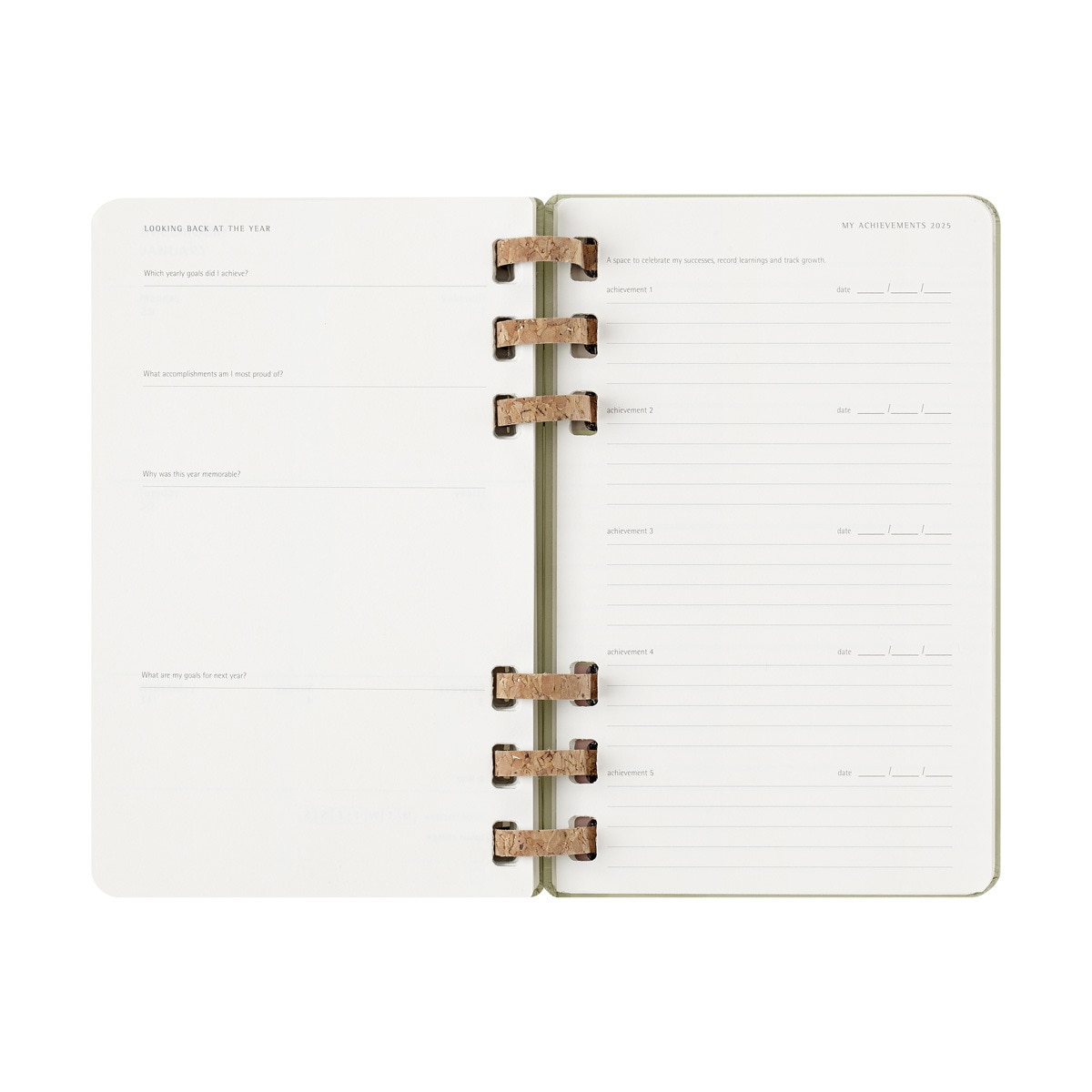 Agenda espiral large 2025 semana y mes vista tapa dura Moleskine verde kiwi en inglés Verde-6