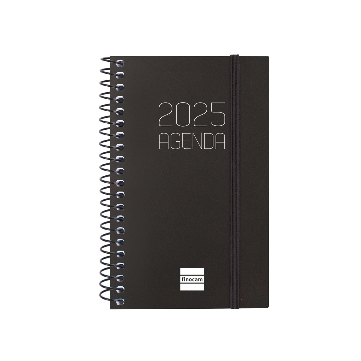 Agenda año 2025 Espiral Basics Opaque E3-79x127 mm semana vista horizontal Finocam negro Negro-1