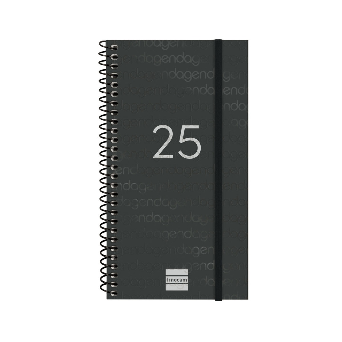 Agenda ano 2025 Espiral Basics Year E9-94x171 mm semana vista horizontal Finocam preto Preto-1
