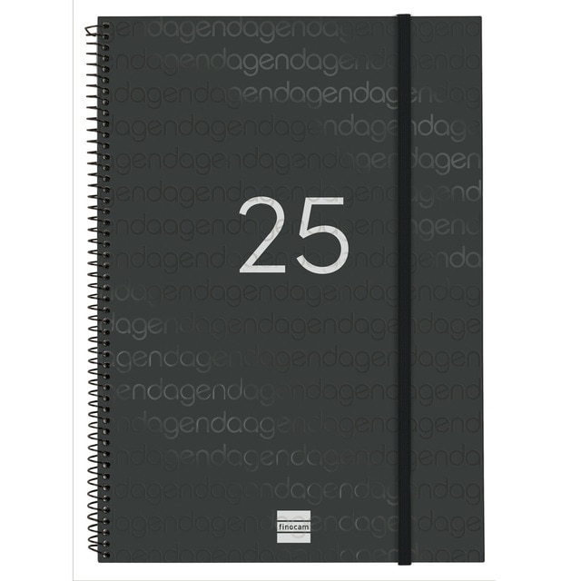 Imagem 0 de Agenda ano 2025 Espiral Basics Year E40-210x297 mm semana vista vertical Finocam preto