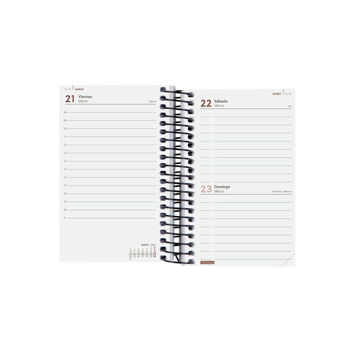 Agenda año 2025 Espiral Basics Year E3-79x127 mm 1 día página Finocam negro Negro-5
