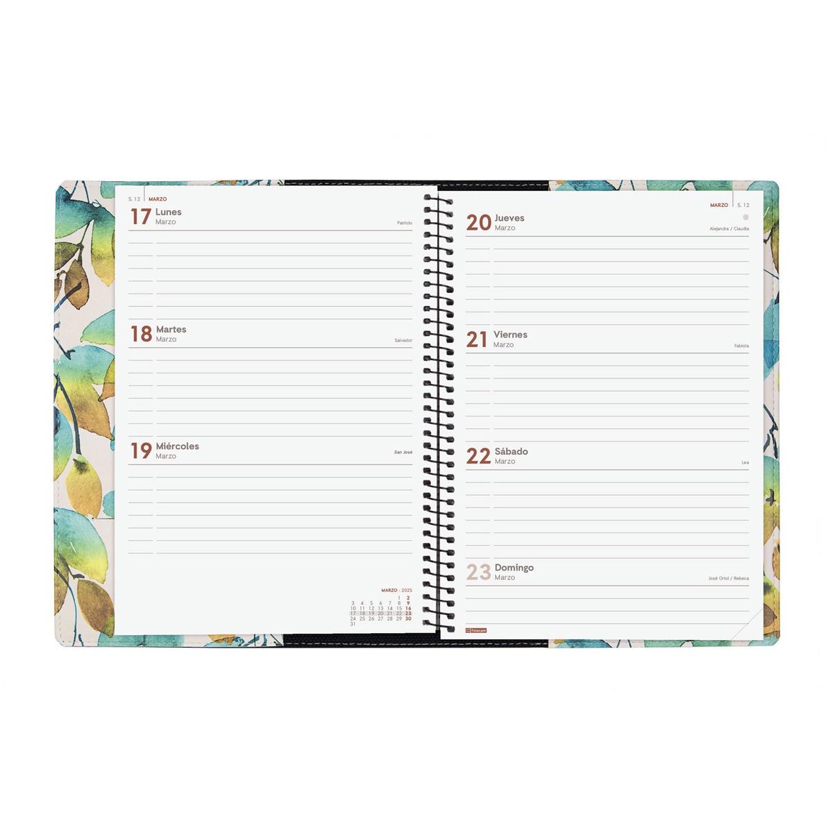 Agenda espiral con sobrecubierta y bloc de notas año 2025 Duodesign E10-155x212 mm semana vista horizontal Calip Finocam multicolor Multicolor-5