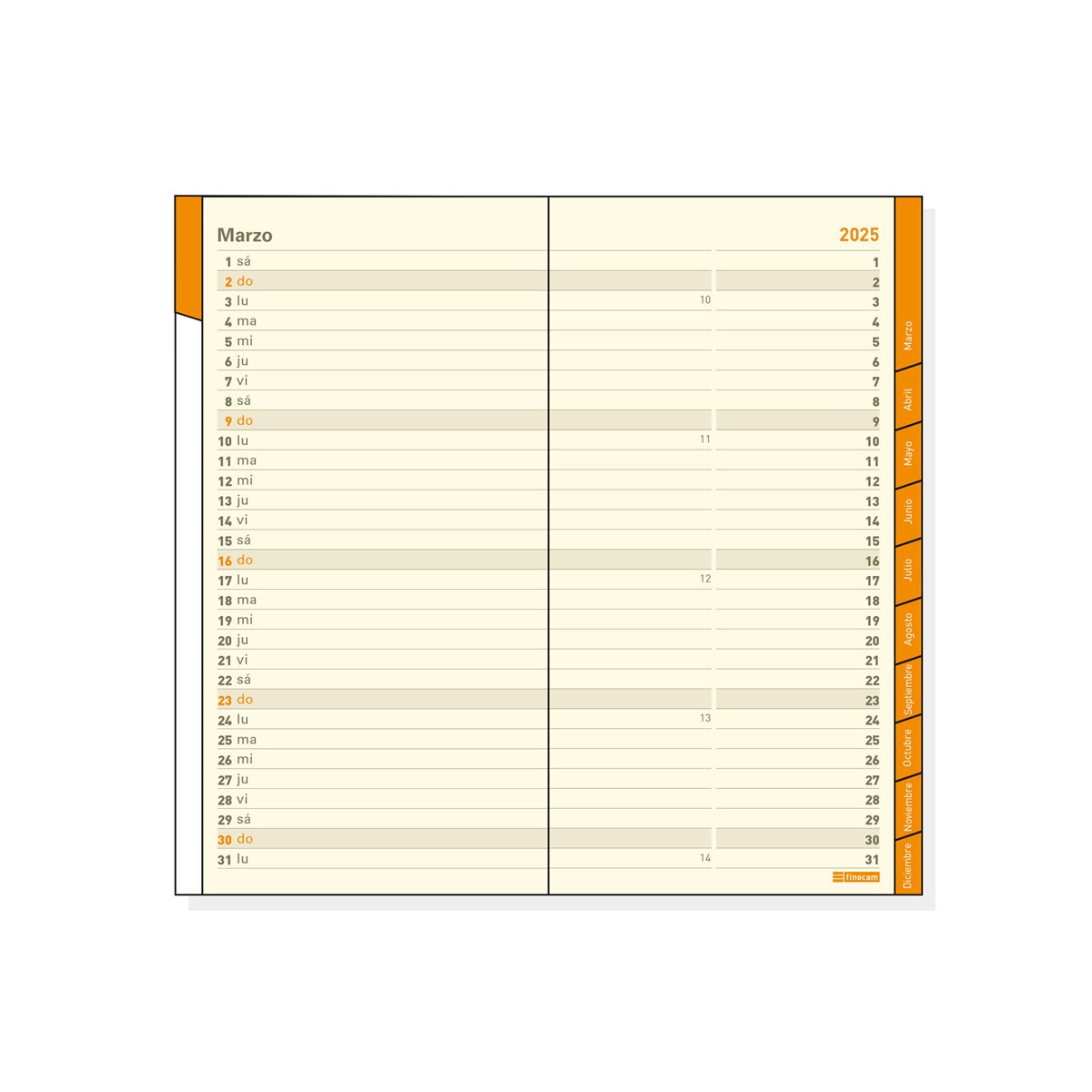 Agenda ano 2025 Plana Min PL4-80x150 mm mes vista Finocam Cinzento-3
