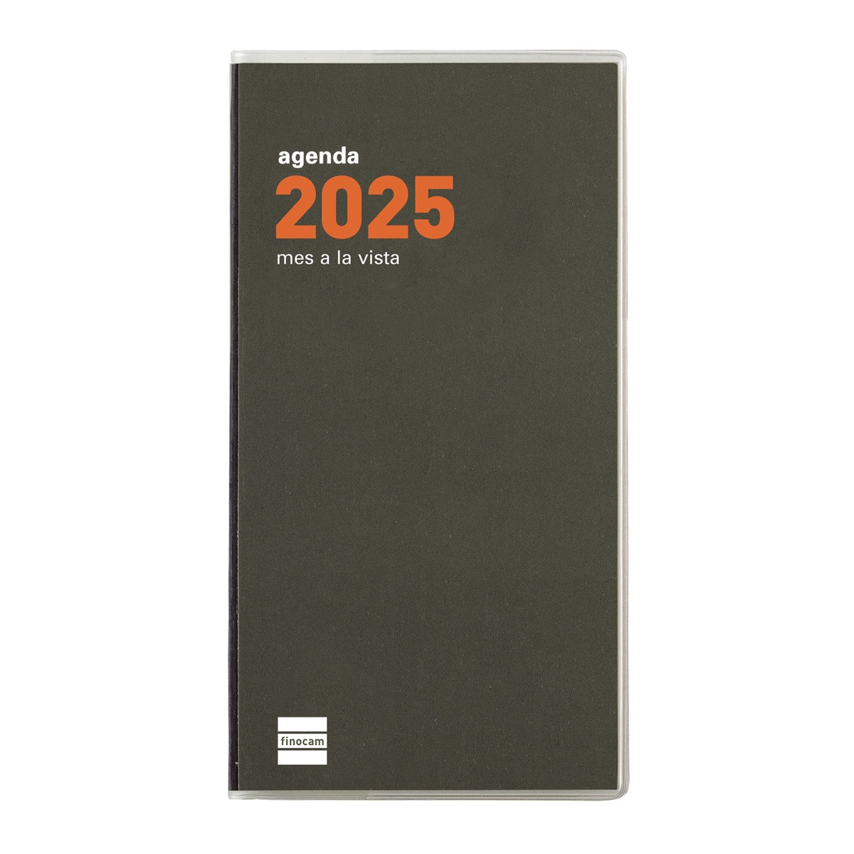 Agenda ano 2025 Plana Min PL4-80x150 mm mes vista Finocam Cinzento-1