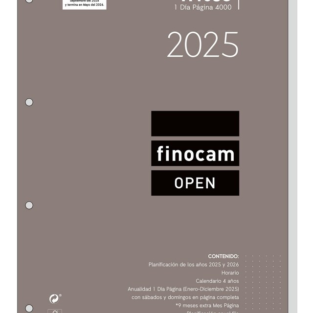 Imagen 0 de Recambio anual año 2025 Open R4098 4000-210x297 mm 1 día página Finocam
