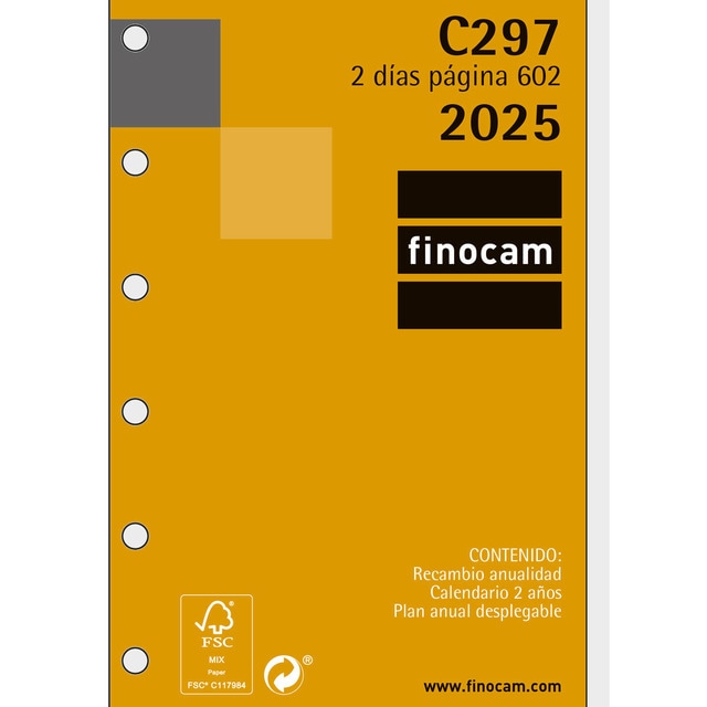 Imagem 0 de Recarga anual ano 2025 Classic C297 602-73x114 mm 2 días página Finocam