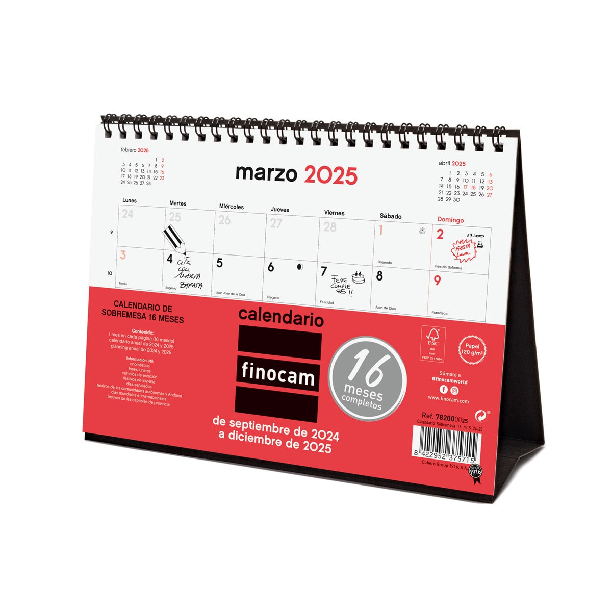 Calendario 16 meses sobremesa septiembre 2024-diciembre 2025 Neutro S-210x150 mm Finocam Castellano Multicolor-1