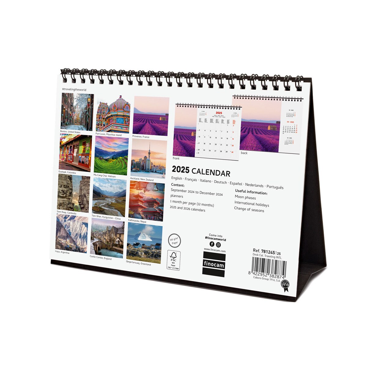 Calendario sobremesa año 2025 Imágenes S-210x150 mm Traveling Finocam internacional multilingüe Multicolor-6