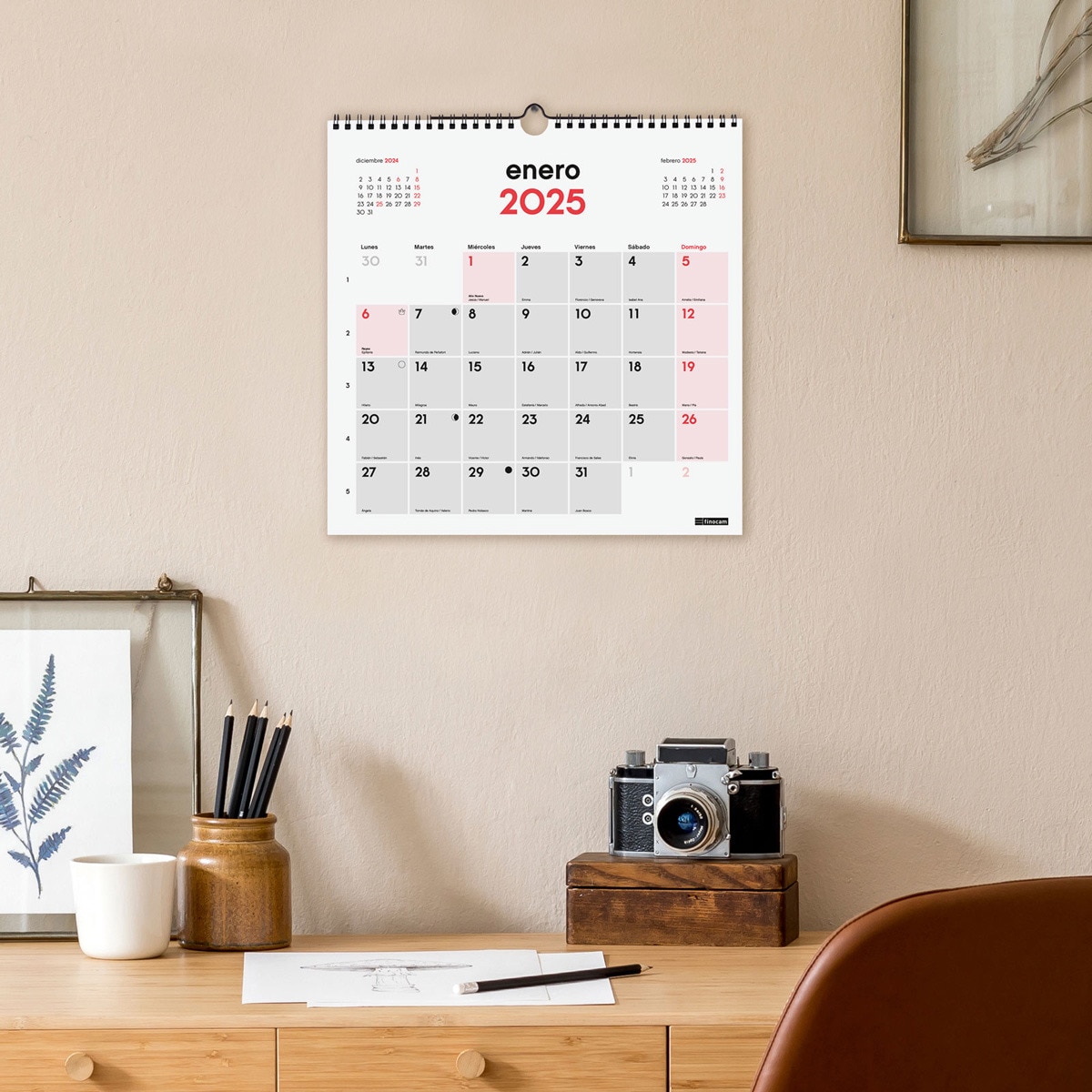 Calendario parede ano 2025 Neutro escrever 300x300 mm Finocam Multicolor-2
