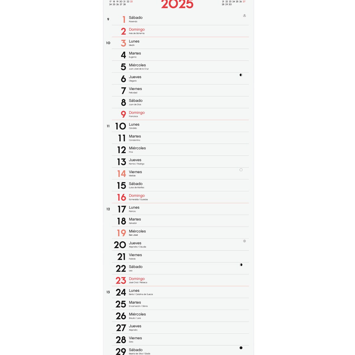 Calendario pared año 2025 Neutro escribir largo L-155x430 mm Finocam Multicolor-3