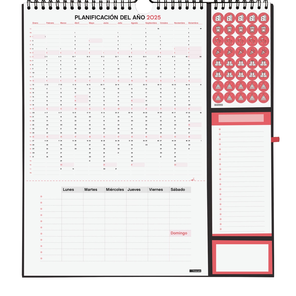 Calendario parede ano 2025 Plus Neutro escrever 215x325 mm Finocam Multicolor-4