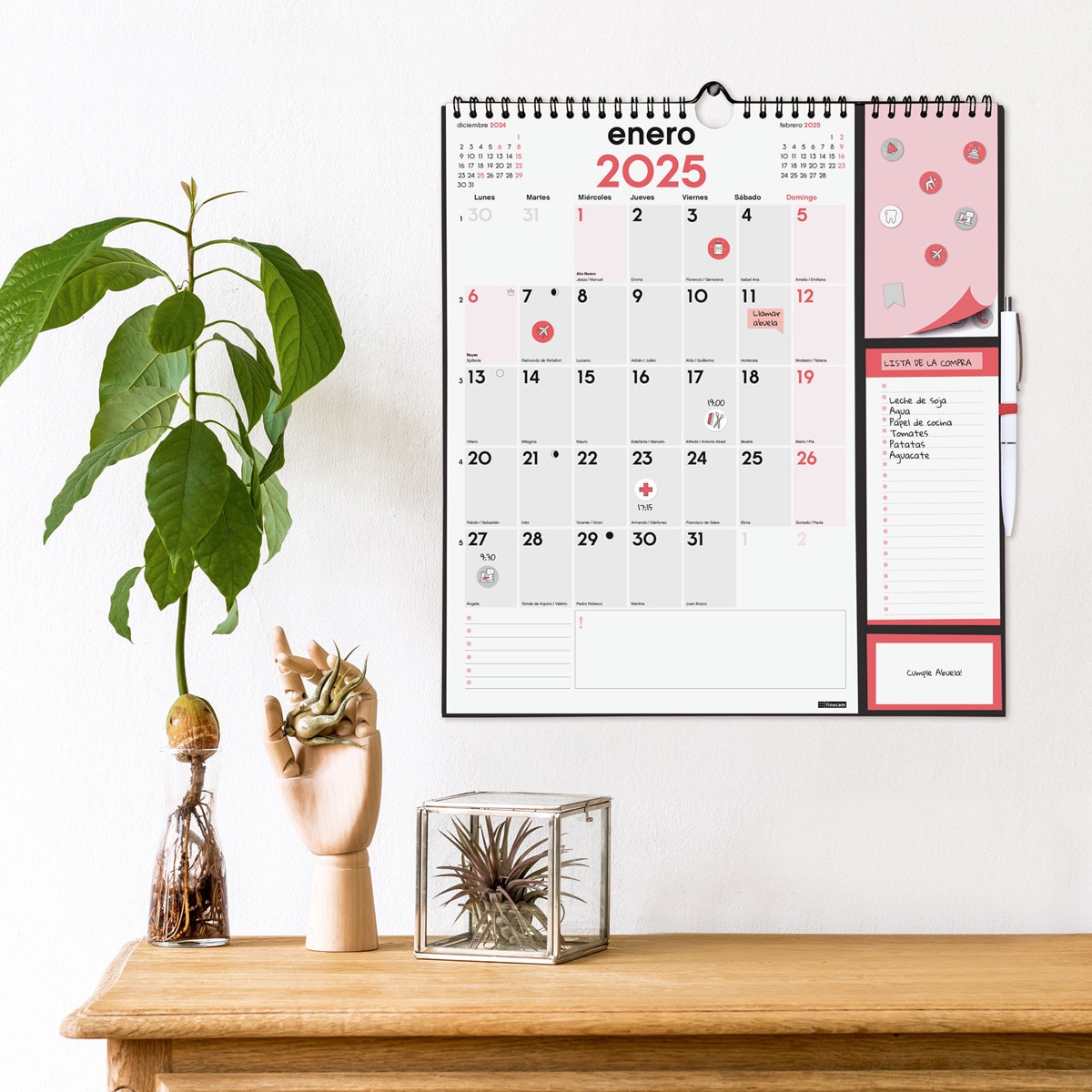 Calendario parede ano 2025 Plus Neutro escrever 215x325 mm Finocam Multicolor-2